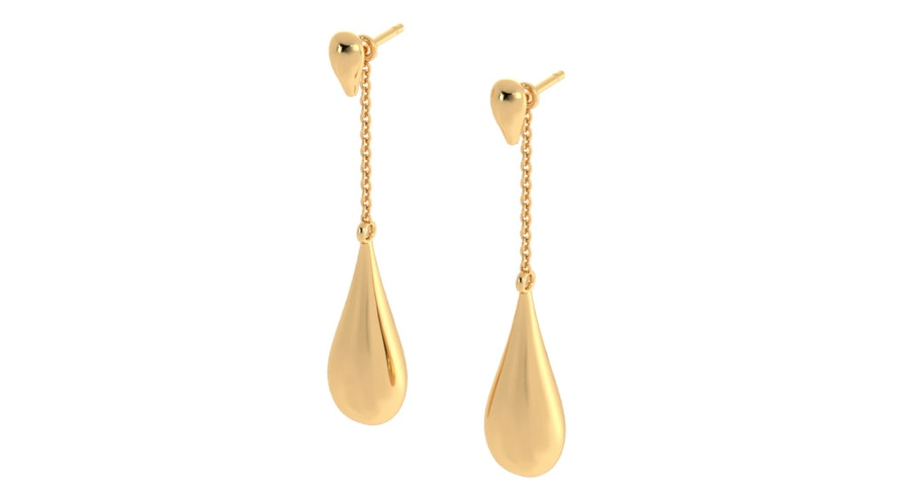 Gold Vermeil Sofia drop earrings, showcasing their versatile design that can be worn as single studs or as a full set. Crafted from sterling silver and coated in 18K yellow gold, these earrings add an elegant touch to both formal and casual outfits.