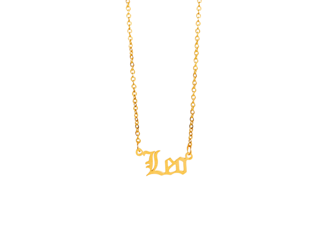 Charming Leo zodiac necklace featuring a detailed pendant that represents the Leo astrological sign. This stylish piece is perfect for expressing individuality and makes a thoughtful gift for those born under the Leo sign or astrology enthusiasts.